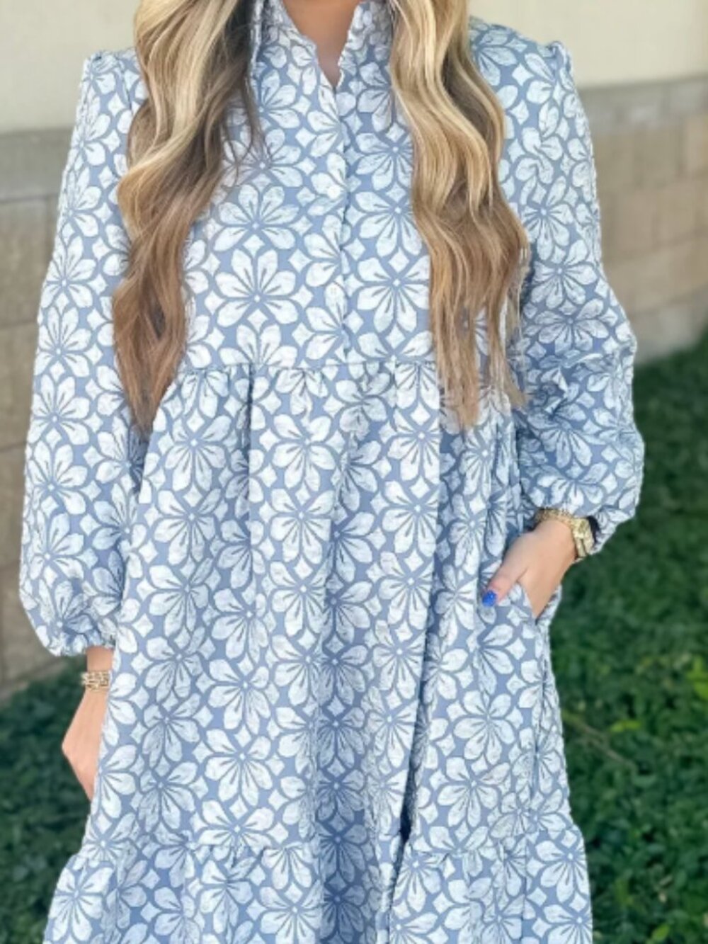 EUC* Embossed Floral Midi Dress